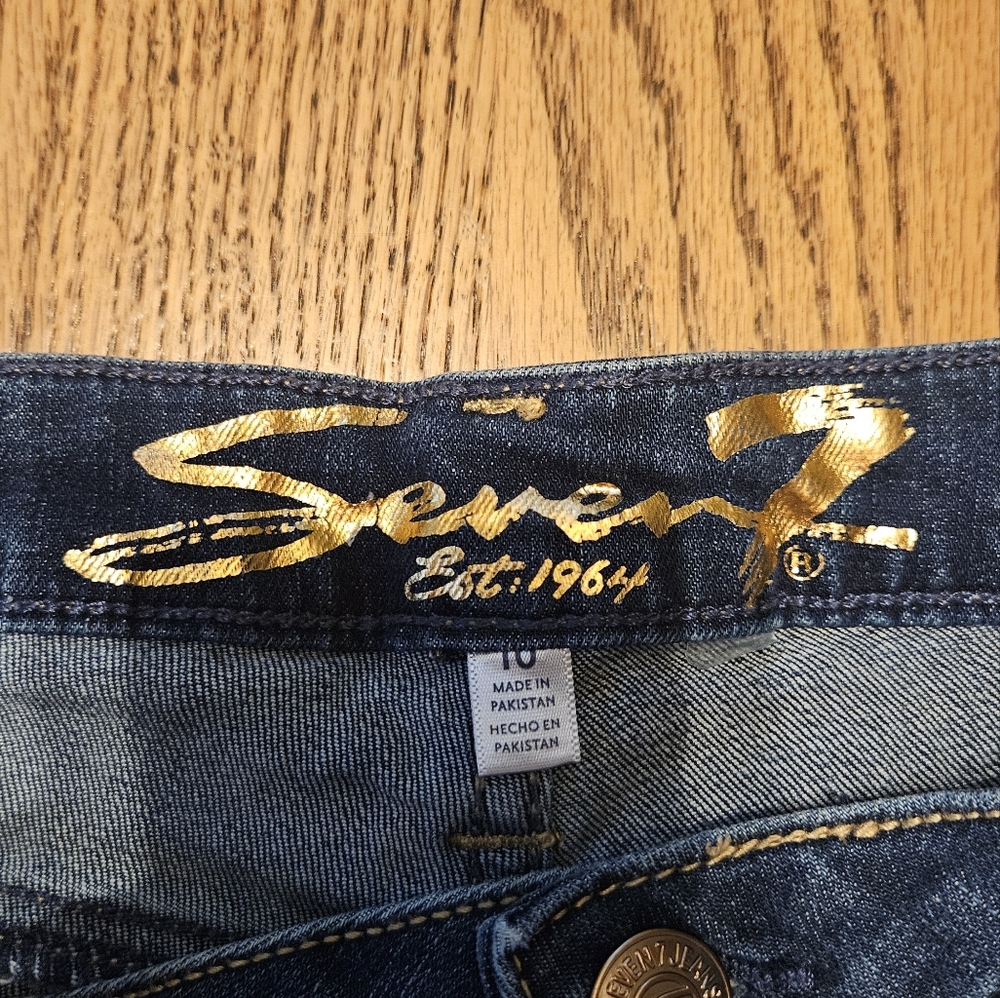 Seven7 Blue Jean Shorts with Frayed Hem. Size 10 With Stretch. - Picture 3 of 7